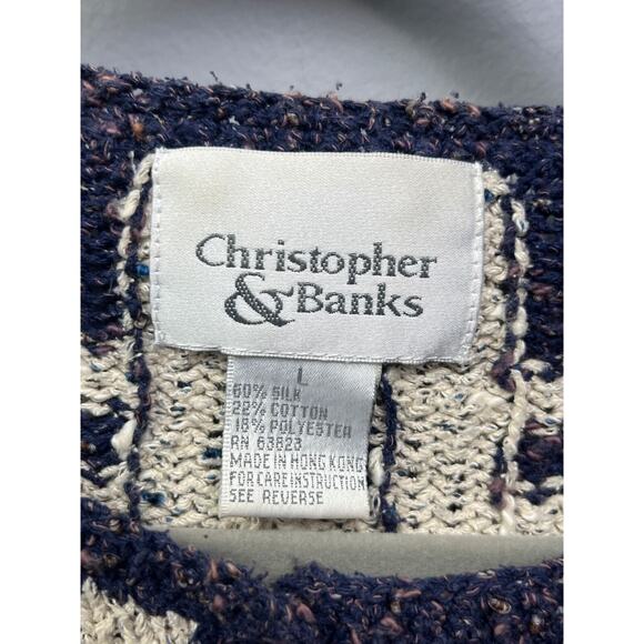 Christopher Banks Silk blend cropped cardigan blue/White Large Mature - Picture 3 of 5